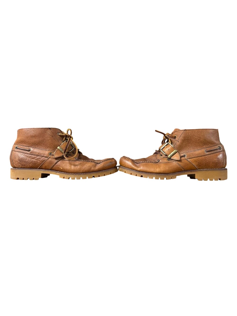 Polo Ralph Lauren Boots Mens Size 10.5 Brown Leather lug sole Chukka Moc Toe